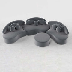 Modern Curved Modular Velvet Sectional Sofa With Ottoman