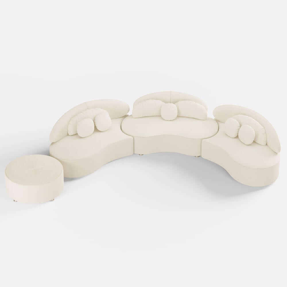 Modern Curved Modular Velvet Sectional Sofa With Ottoman