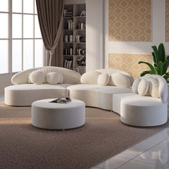 Modern Curved Modular Velvet Sectional Sofa With Ottoman