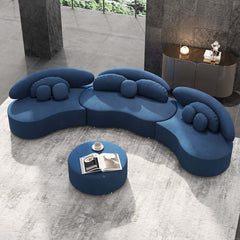 Modern Curved Modular Velvet Sectional Sofa With Ottoman