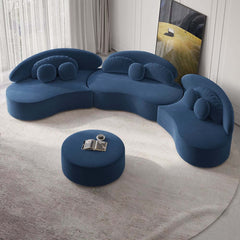 Modern Curved Modular Velvet Sectional Sofa With Ottoman
