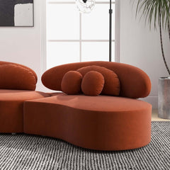 Modern Curved Modular Velvet Sectional Sofa With Ottoman