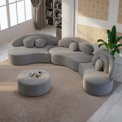 Modern Curved Modular Velvet Sectional Sofa With Ottoman