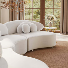 Modern Curved Modular Velvet Sectional Sofa With Ottoman