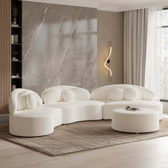 Modern Curved Modular Velvet Sectional Sofa With Ottoman