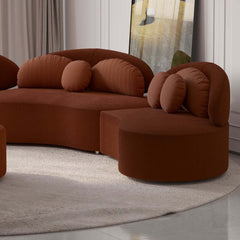 Modern Curved Modular Velvet Sectional Sofa With Ottoman