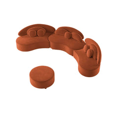 Modern Curved Modular Velvet Sectional Sofa With Ottoman