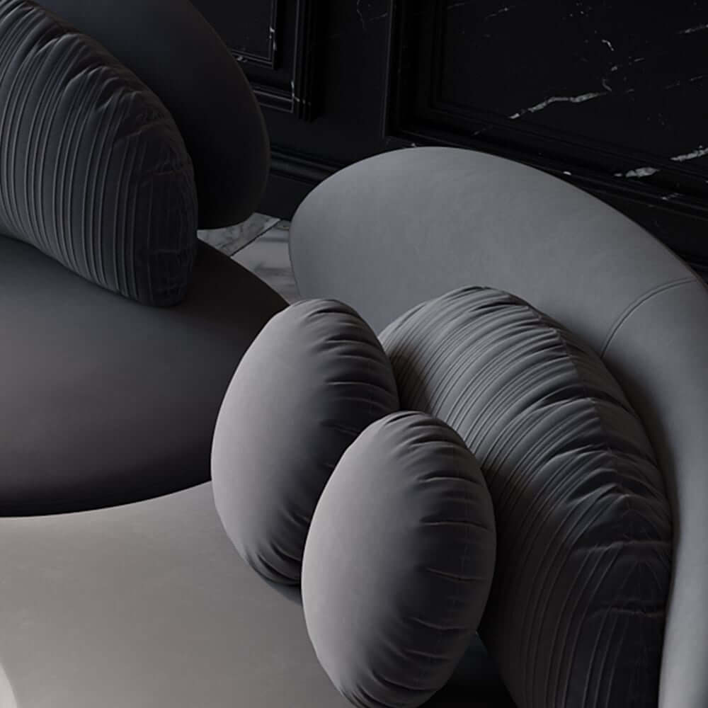 Modern Curved Modular Velvet Sectional Sofa With Ottoman