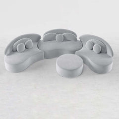 Modern Curved Modular Velvet Sectional Sofa With Ottoman