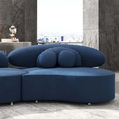 Modern Curved Modular Velvet Sectional Sofa With Ottoman