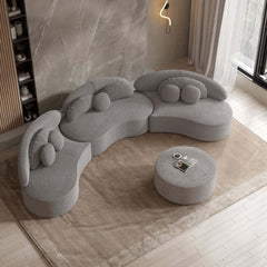 Modern Curved Modular Velvet Sectional Sofa With Ottoman