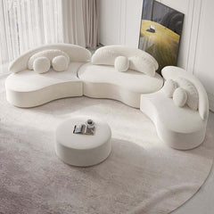 Modern Curved Modular Velvet Sectional Sofa With Ottoman