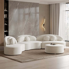 Modern Curved Modular Velvet Sectional Sofa With Ottoman