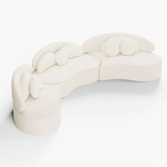 Modern Curved Modular Velvet Sectional Sofa With Ottoman