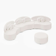 Modern Curved Modular Velvet Sectional Sofa With Ottoman
