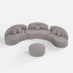 Modern Curved Modular Velvet Sectional Sofa With Ottoman