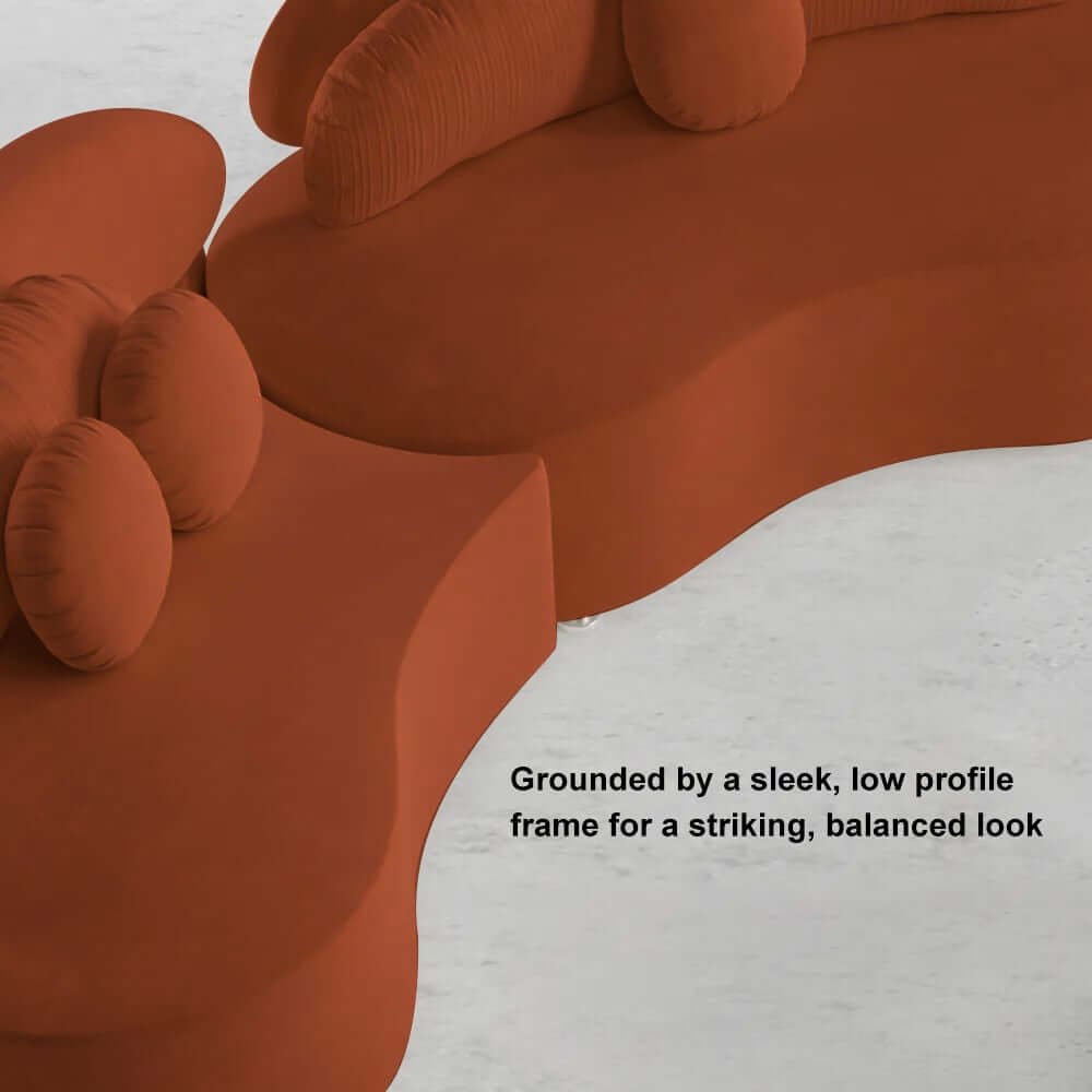 Modern Curved Modular Velvet Sectional Sofa With Ottoman