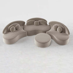 Modern Curved Modular Velvet Sectional Sofa With Ottoman