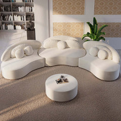 Modern Curved Modular Velvet Sectional Sofa With Ottoman