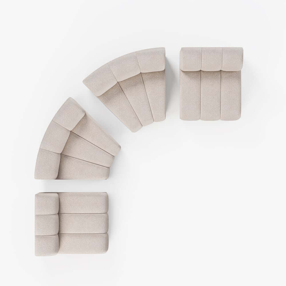 Modern Curved Sectional Sofa Set With Boucle Upholstery