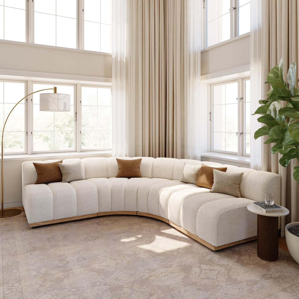 Modern Curved Sectional Sofa Set With Boucle Upholstery