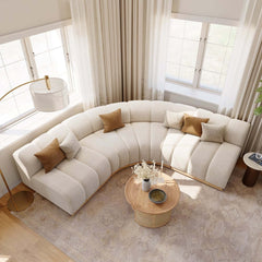 Modern Curved Sectional Sofa Set With Boucle Upholstery