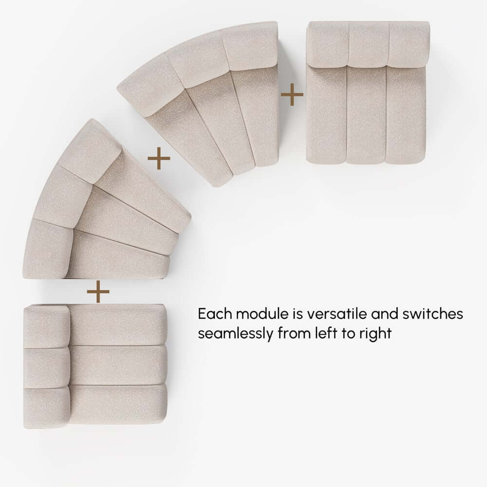Modern Curved Sectional Sofa Set With Boucle Upholstery