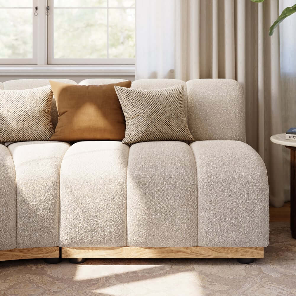 Modern Curved Sectional Sofa Set With Boucle Upholstery