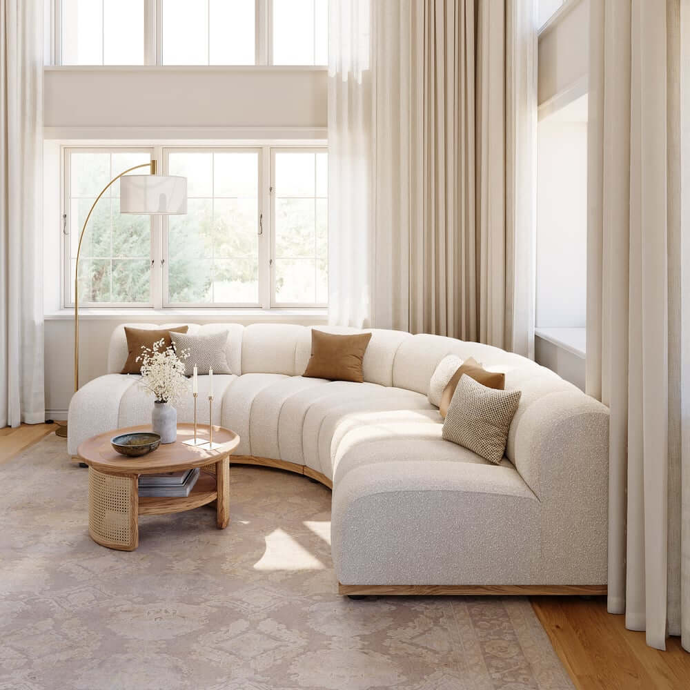 Modern Curved Sectional Sofa Set With Boucle Upholstery