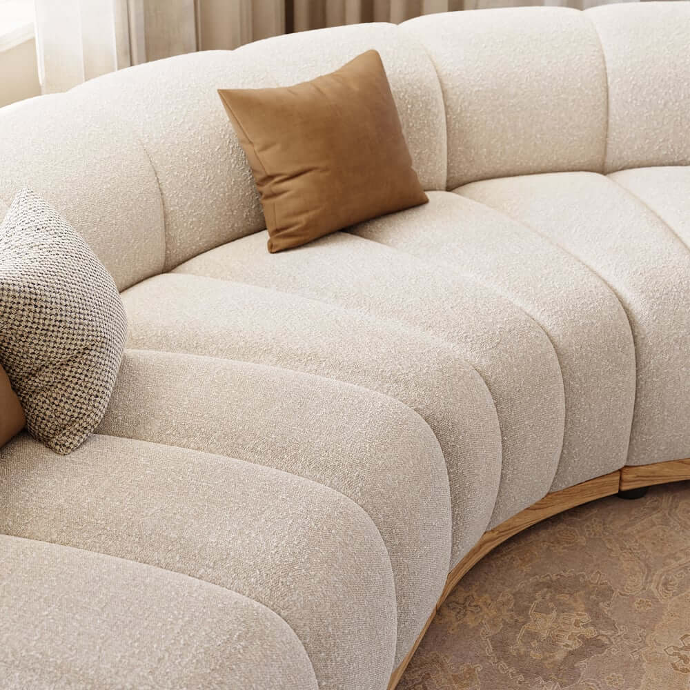 Modern Curved Sectional Sofa Set With Boucle Upholstery