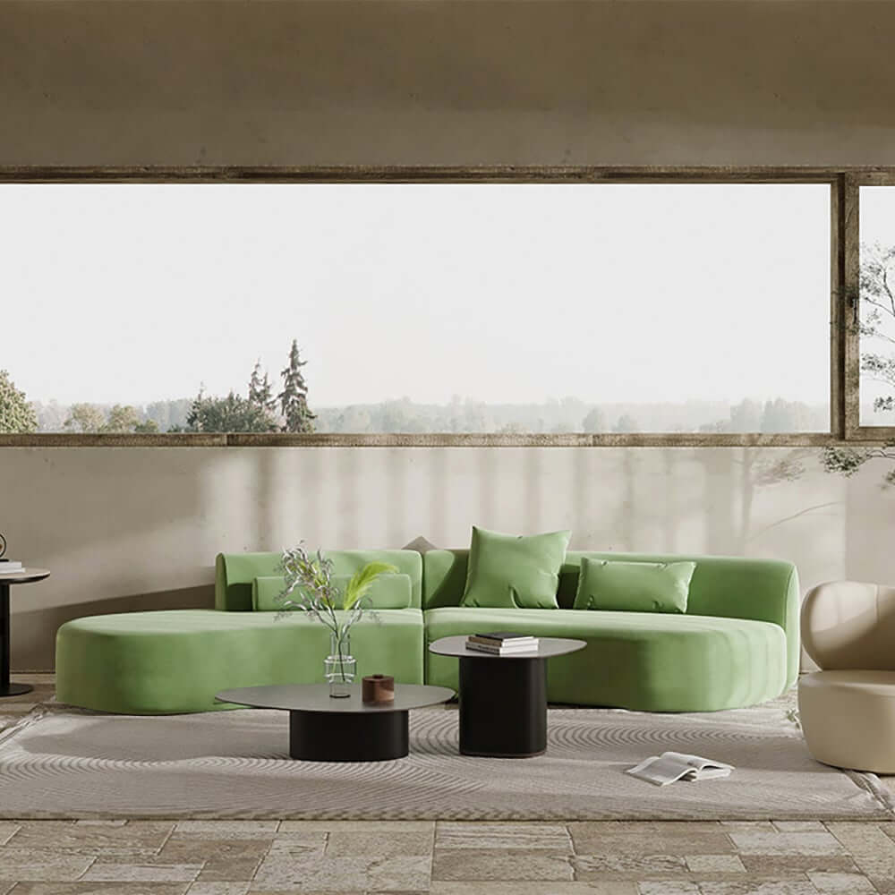 Modern Curved Velvet Modular Sectional Sofa Set
