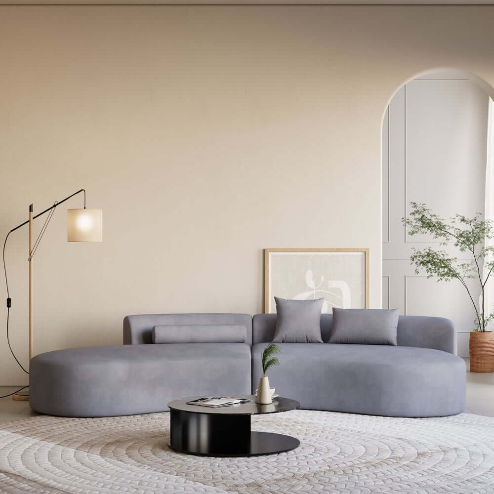Modern Curved Velvet Modular Sectional Sofa Set