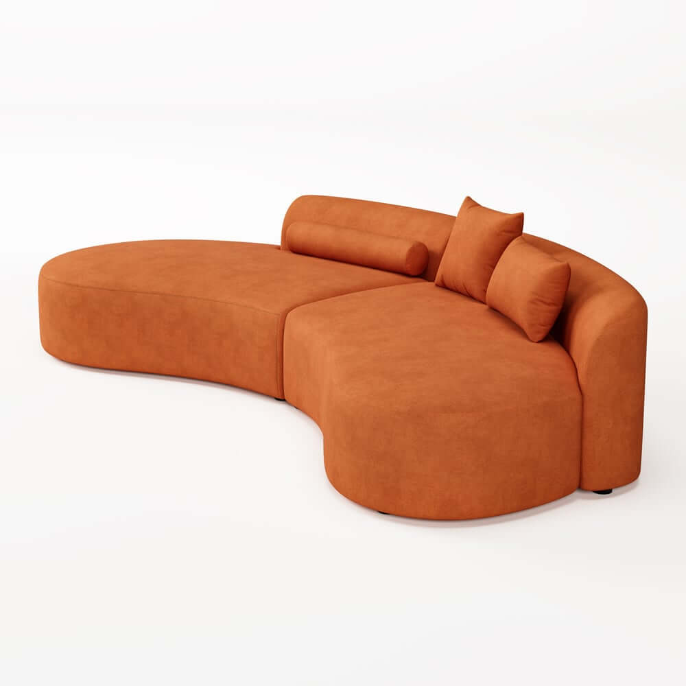 Modern Curved Velvet Modular Sectional Sofa Set