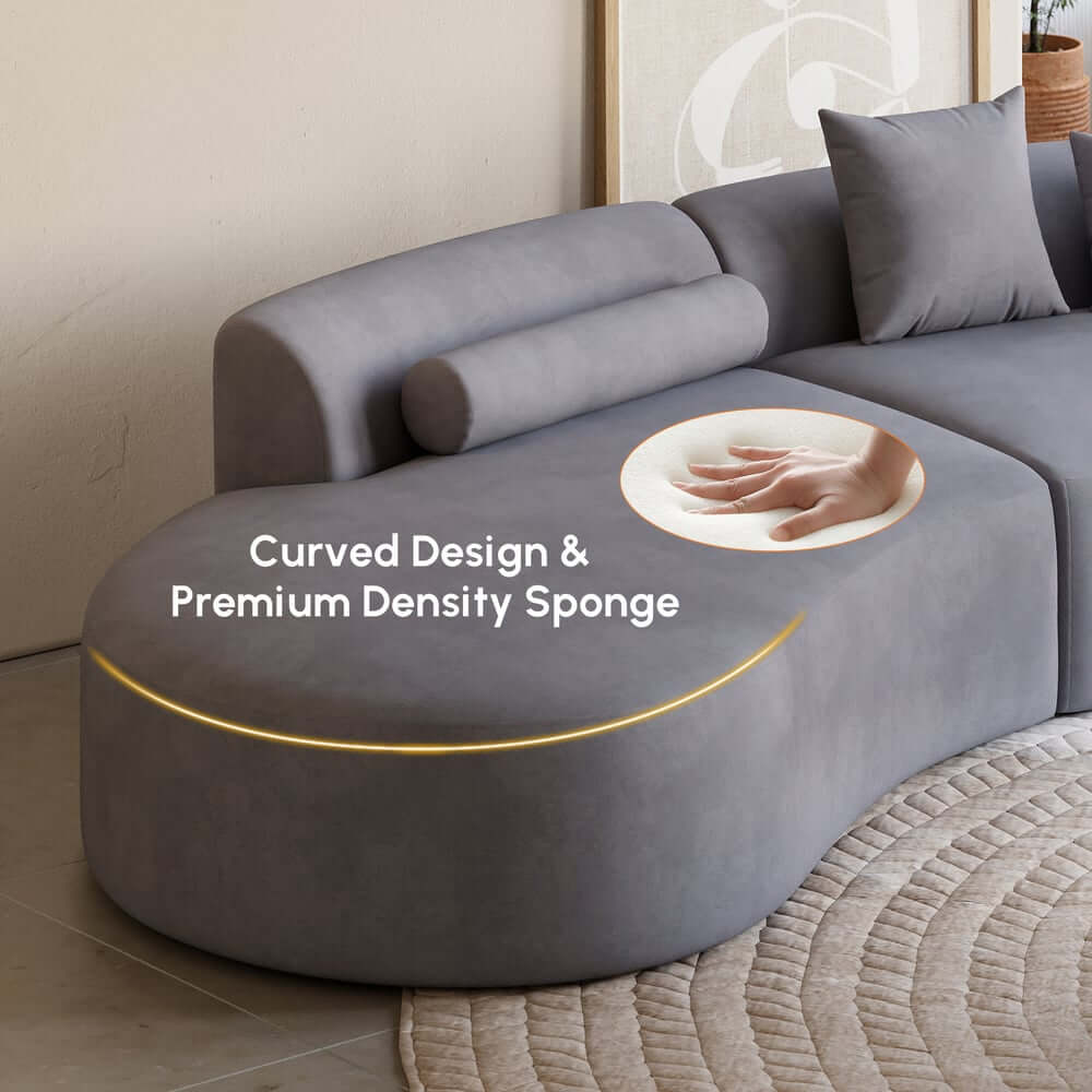 Modern Curved Velvet Modular Sectional Sofa Set
