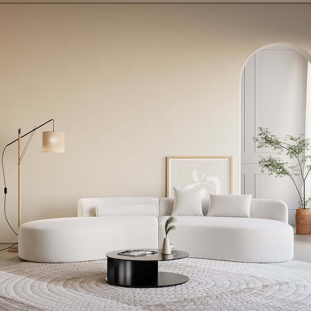 Modern Curved Velvet Modular Sectional Sofa Set