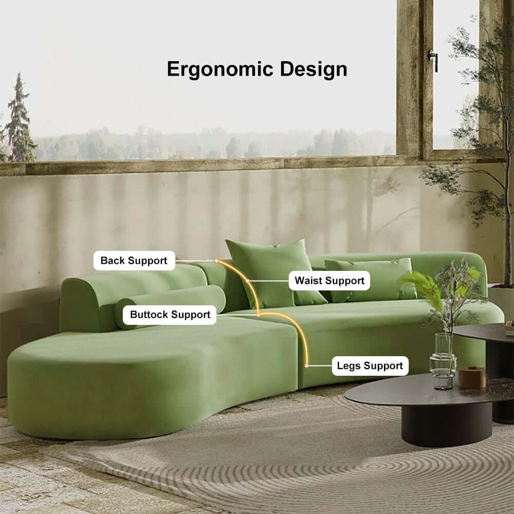 Modern Curved Velvet Modular Sectional Sofa Set