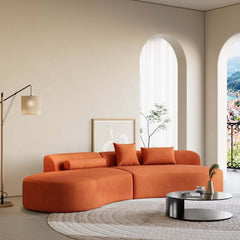 Modern Curved Velvet Modular Sectional Sofa Set