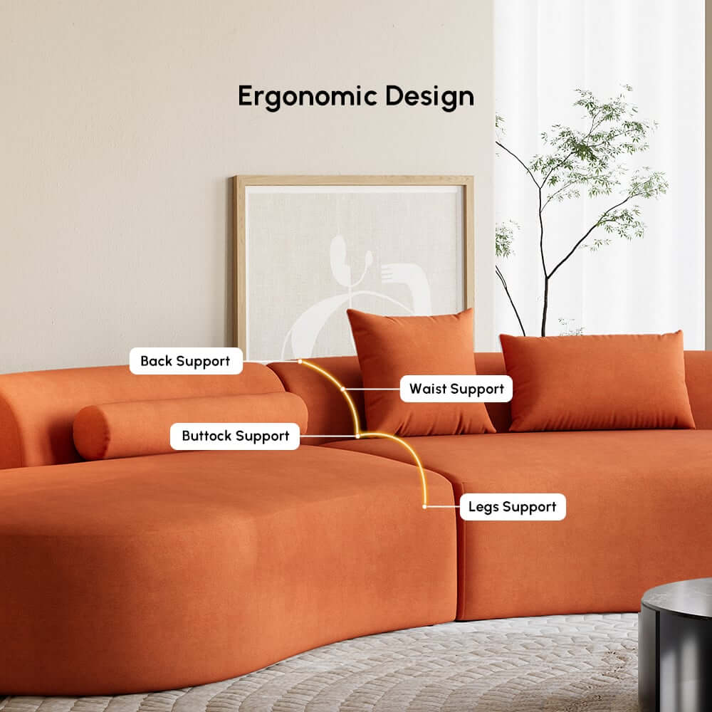 Modern Curved Velvet Modular Sectional Sofa Set