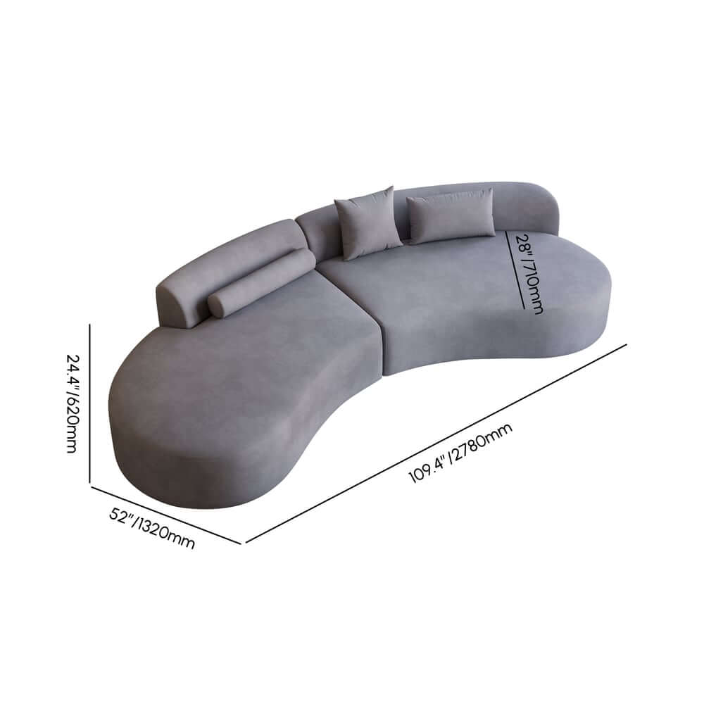 Modern Curved Velvet Modular Sectional Sofa Set Dimensions