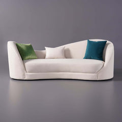 Modern Curved Velvet Sofa For 3 With Foam Cushion