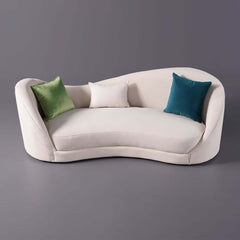 Modern Curved Velvet Sofa For 3 With Foam Cushion