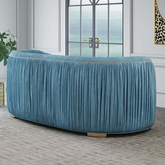 Modern Curved Velvet Sofa - Three Seater, Cushion Back