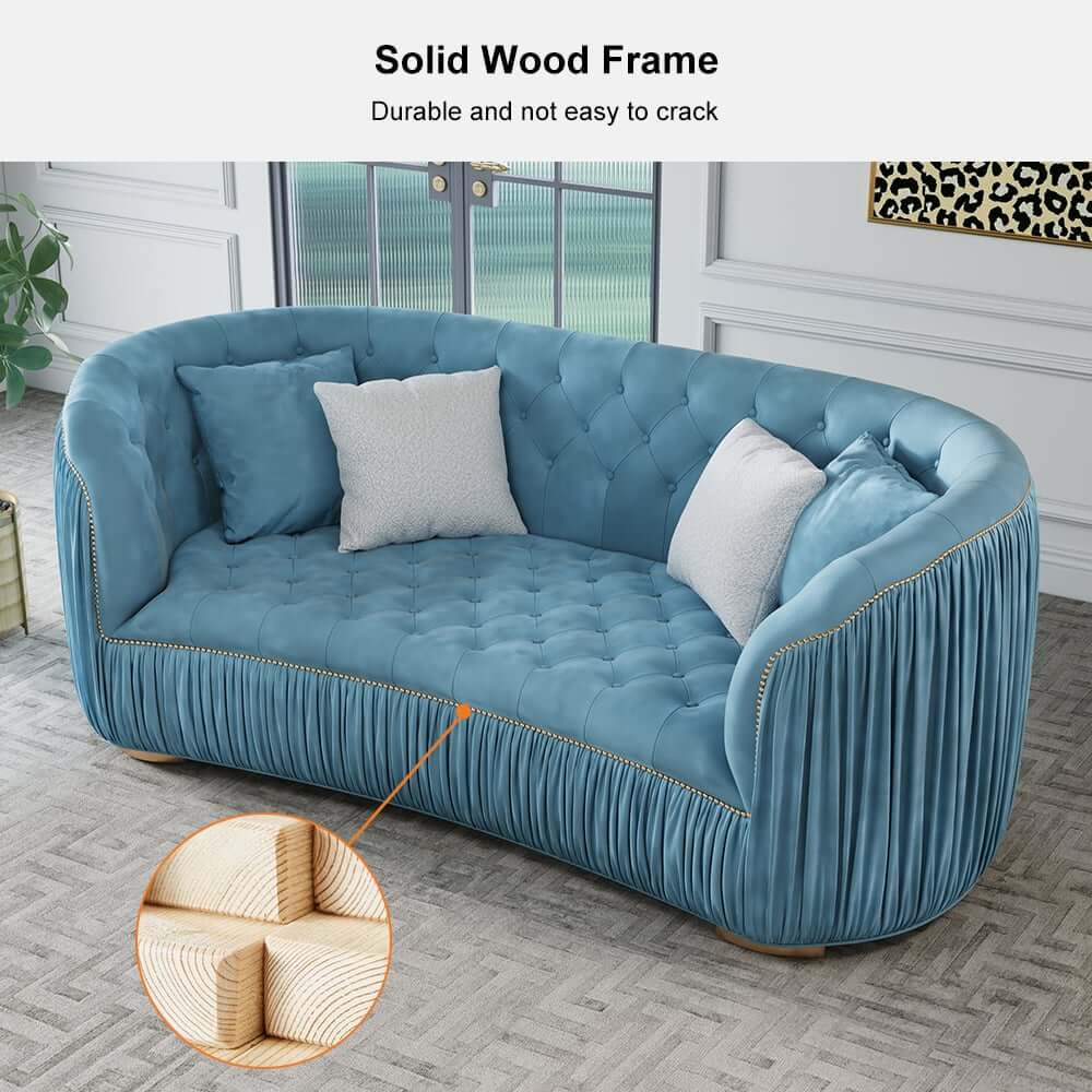 Modern Curved Velvet Sofa - Three Seater, Cushion Back