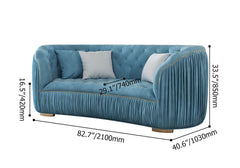 Modern Curved Velvet Sofa - Three Seater, Cushion Back Dimensions