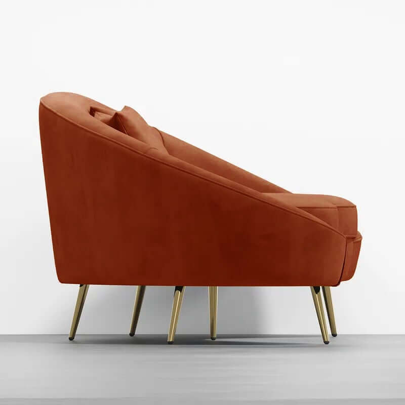 Modern Curved Velvet Sofa With Gold Legs