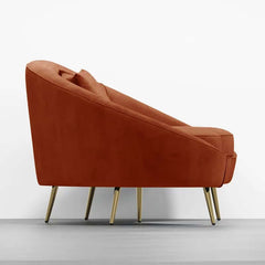 Modern Curved Velvet Sofa With Gold Legs