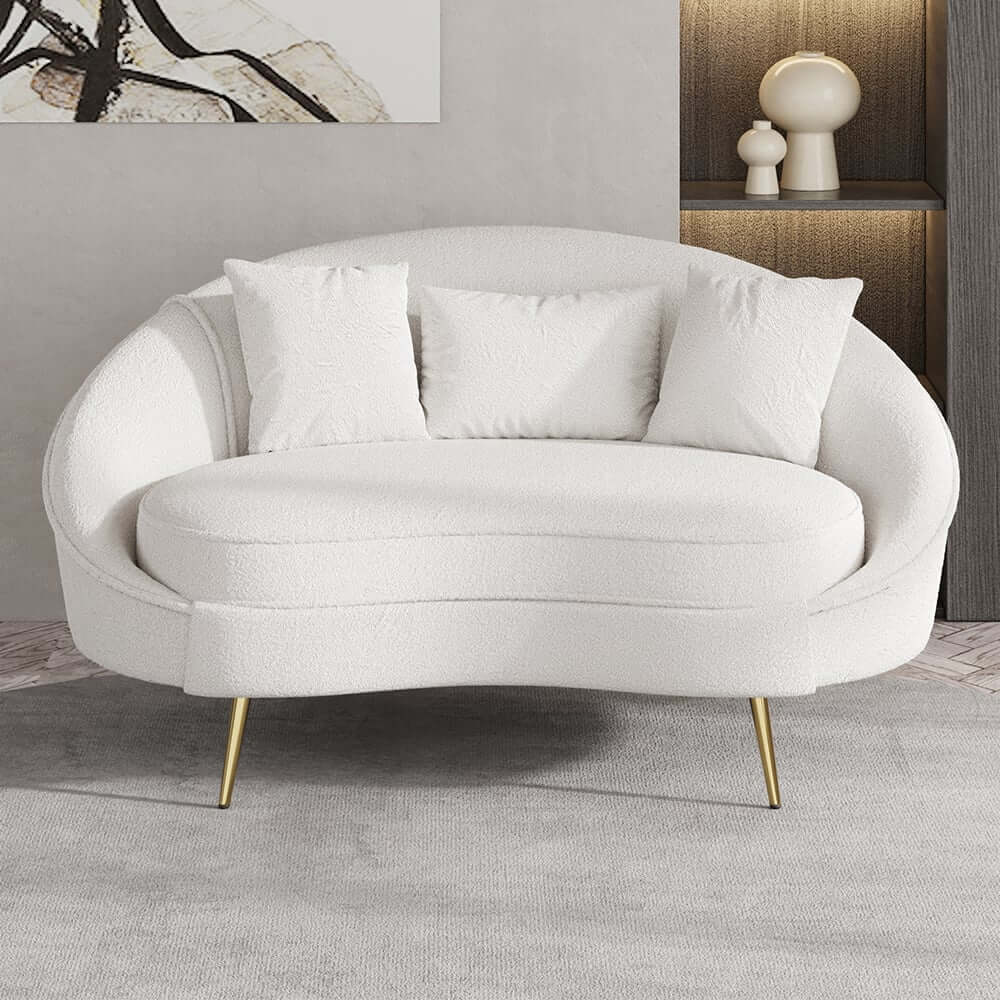 Modern Curved Velvet Sofa With Gold Legs