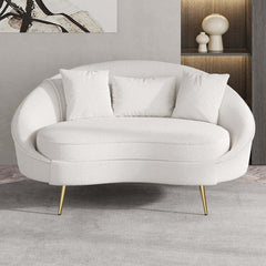 Modern Curved Velvet Sofa With Gold Legs
