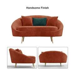 Modern Curved Velvet Sofa With Gold Legs