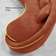 Modern Curved Velvet Sofa With Gold Legs